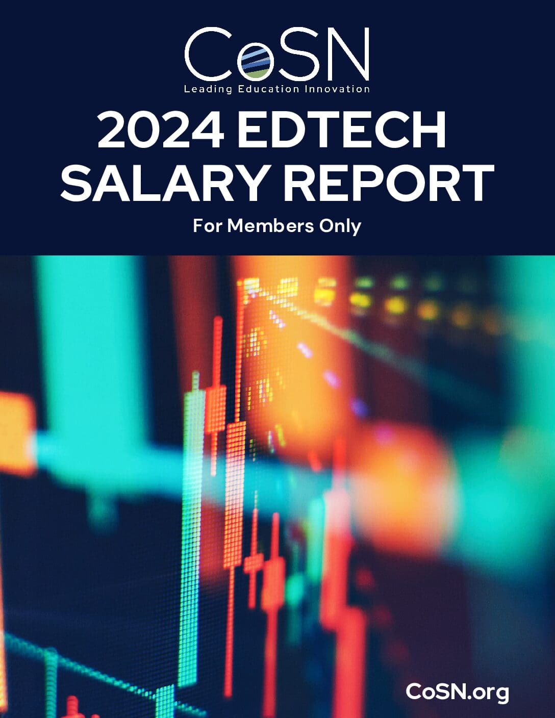 salary report 2024 f1 pdf The 2024 EdTech Salary Report Cover featuring computer cables and other computer features in a unique pixelated design.